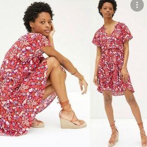Anthropology pink/red dress